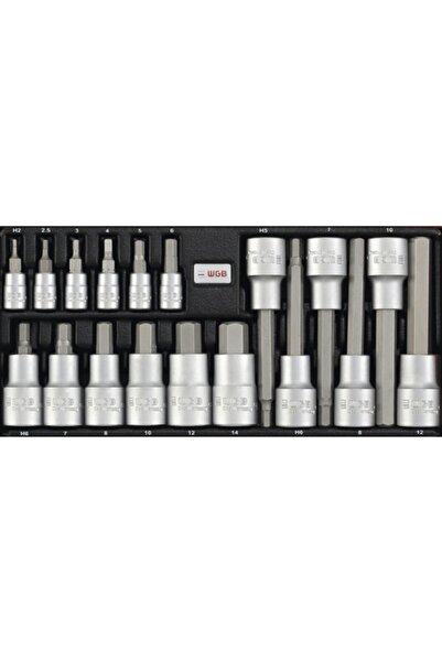 OEM Trusă chei hexagonale WGB 1/4" + 1/2", 18 piese, crom-vanadiu