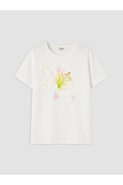 LC Waikiki Vizyon New Season Crew Neck Floral Printed Girls' T-Shirt