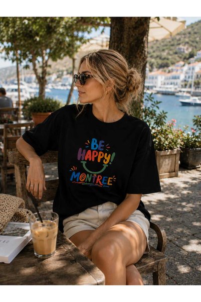 MONTREE Women's Oversize Printed 100% Cotton T-Shirt