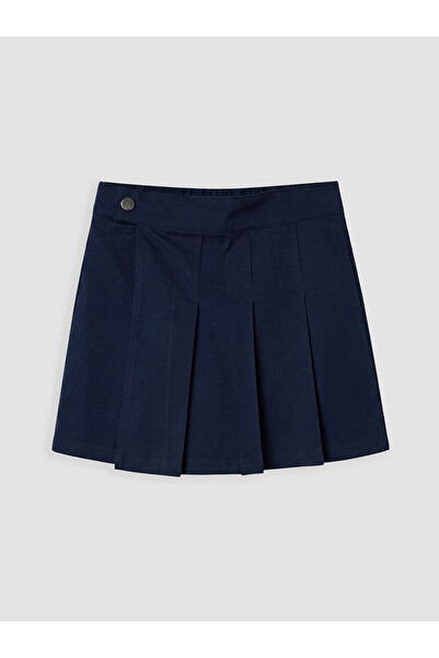 LC Waikiki Lcw Kids Navy Blue Girls' Pleated Gabardine Skirt