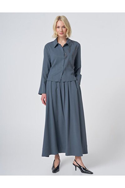 KYR 100% Lyocell Skirt Suit Ocean Leather