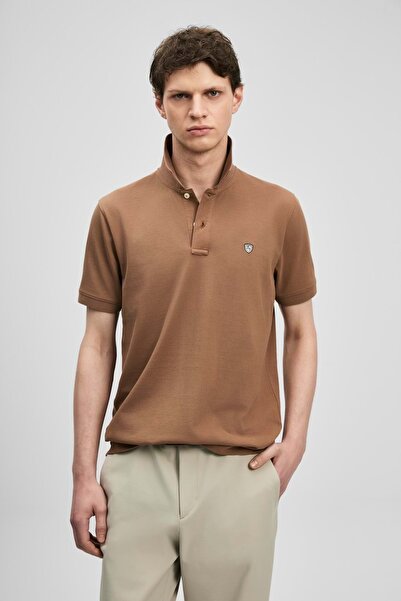 Lufian 111040230 Laon Smart Polo Neck T-Shirt Men's T-Shirt Cinnamon