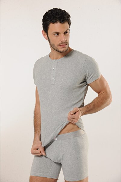 Hmd Men's Buttoned Front Short Sleeve 100% Cotton Ribbed 3-Piece Undershirt 5...