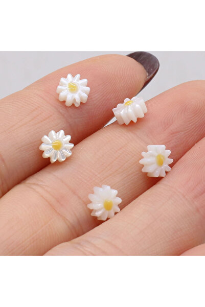 Choice5 6mm-5pcs White 5pcs 6/8/10/12mm Sunflower-shaped Natural Shell Semi-f...