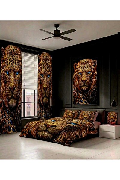 Elmas Dizayn 240*280 cm Double Wing 2 Pieces Background Curtain and 240*260 c...