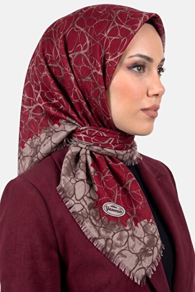 hadiora وشاح قطني منقوش باللون الأحمر المنك للنساء