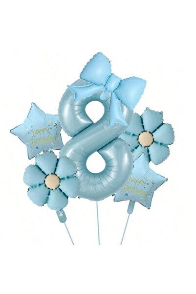 ÇITIPITISTORE Blue Daisy Number Bow Star Birthday Party Age Set