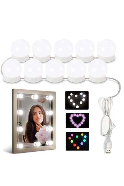 Generic أضواء مرآة للزينة بـ 10 مصابيح LED، إضاءة للمكياج على طراز هوليوود، 1...