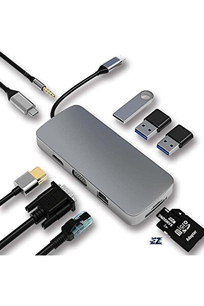 ELTRAZONE 10-in-1 USB C Hub Docking Station with 4K HDMI, VGA, USB 3.0, Ether...