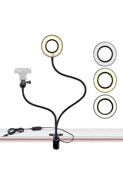 Generic Light Stand for Live Stream, Selfie Ring Light with Webcam Mount for ...
