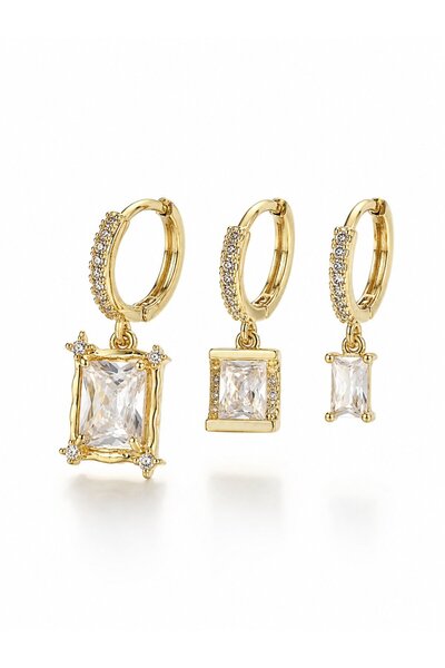 serelya Gold Color Zircon Stone Women's Earrings