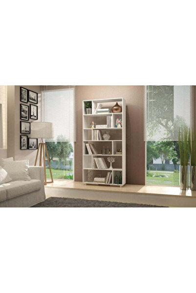 Adore Biblioteca Aasna 7 rafturi, Alb, 90x189x25 cm