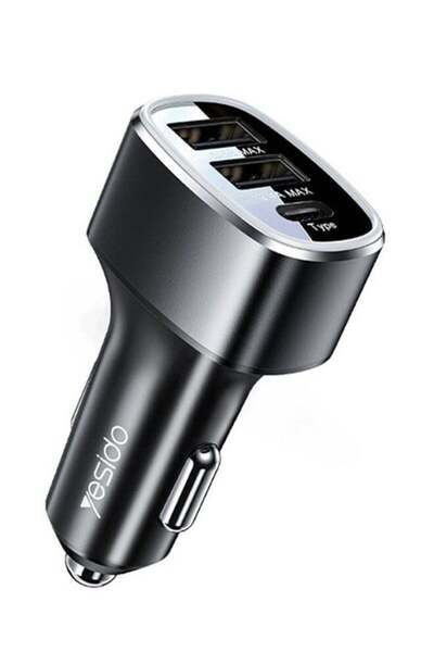 Yesido Y47 49W Double USB+Type-C/USB-C Port Car Fast Charger(Black)
