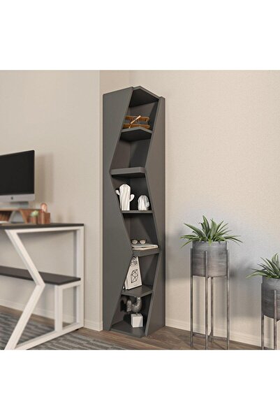 Adore Biblioteca Rawo cu 6 Rafturi Design Elegant, 32x165x32 cm - Gri