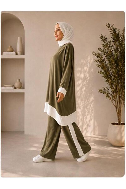 AYSUN AYDEMİR Summer Khaki White Two-Piece Set