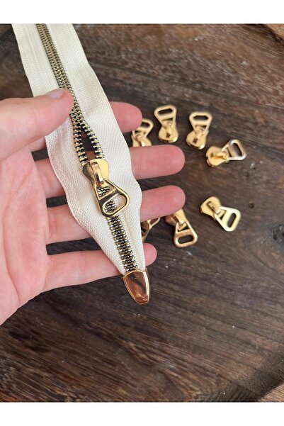 NGA's 10 Adet Üçgen Gold Altın Rengi Kaliteli Fermuar Başlığı T6 Üçgen Şekill...