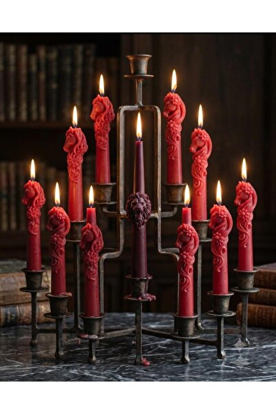 SCA CANDLE Dekoratif mum Şamdanlık Mum At Desenli kırmızı Renk 2 kili