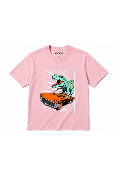 VODEXA Tricou oversize unisex cu imprimeu Dino, 100% bumbac, croială conforta...