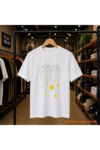 playwear Skyscraper Light Printed 100% Cotton Oversize Loose Regular Fit Crew...
