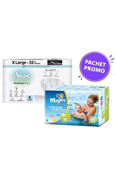 Sleepy Pachet promo Scutece Premium Mărimea 6 (32 buc, 15-25 kg) + Scutece de...