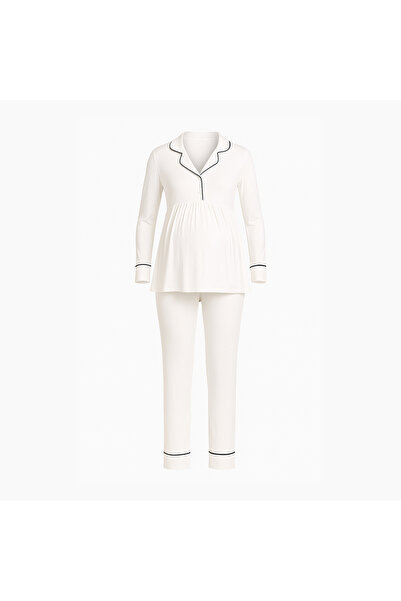 Generic Women's Maternity Pajama Set 2-Piece Nursing Sleepwear Long Sleeve To...