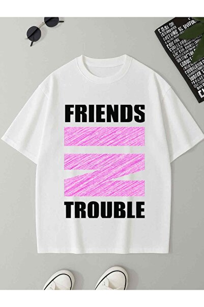 1001 Line تي شيرت رجالي بطبعة مضحكة من Friends Trouble، إصدار محدود - قميص صي...