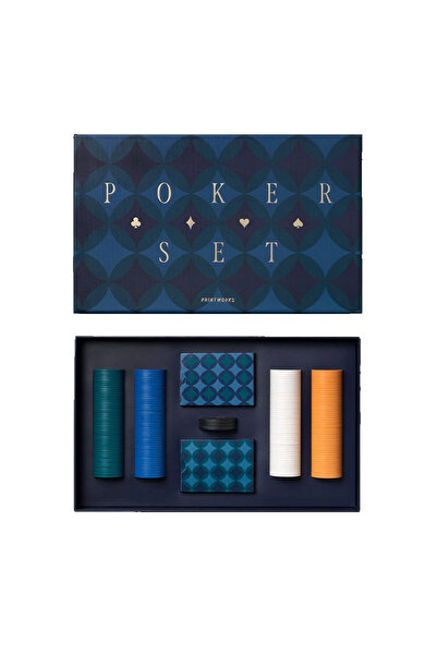 PRINTWORKS Set de poker, Printworks, Artă a pokerului, Diamante, albastru marin