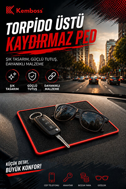 KEMBOSS Black Anti-Slip Pad on the Dashboard Phone Glasses Key Holder with Re...