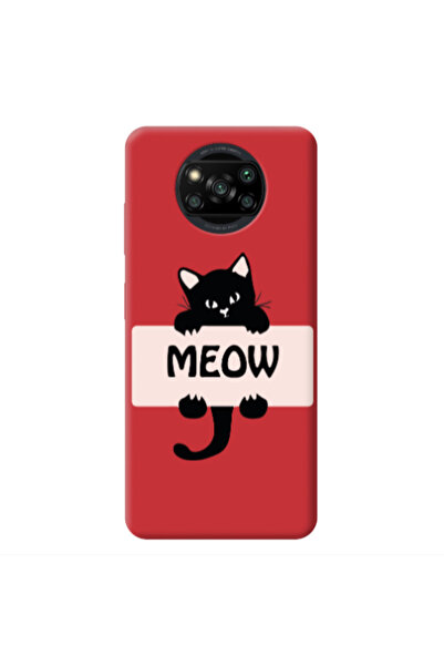 Other Xiaomi Poco X3 /X3 Pro Meow Red Colored Silicone TPU Θήκη