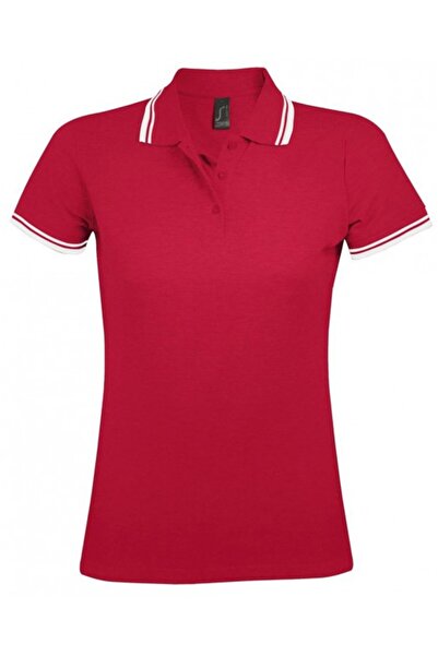 Sol's Imperial Tricou polo de damă, 100% bumbac, Sol's Pasadena, Roșu/Alb