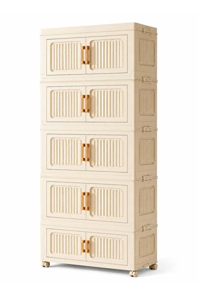 rayze Folding Double Door Storage Cabinet with Wheels, Freestanding Organizer...