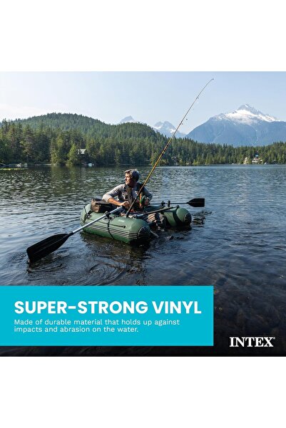 Intex Big Catch Pro Inflatable Fishing Float Tube with Oars, Pump, Rod Holders, Ruler, Backpack