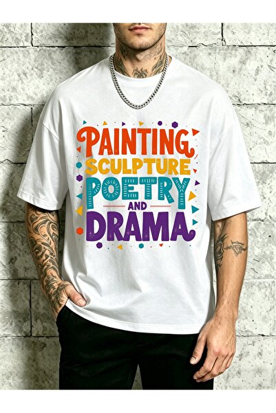 STITCHLY artistic Expression Mens Crewneck T Shirt Loose Fit 100 Percent Fash...