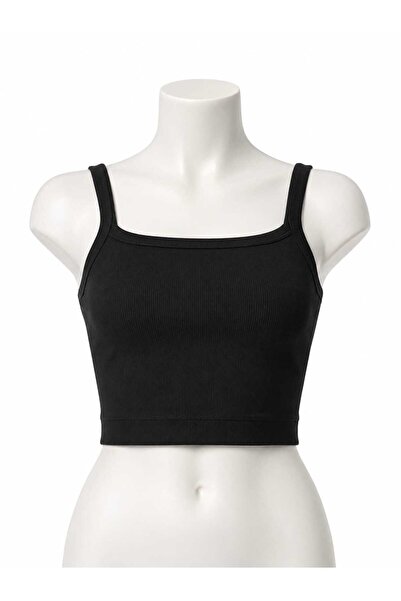 Hmd 3-Piece Women's Ribbed Camisole U-Neck Rope Strap Mixed Color Crop Top