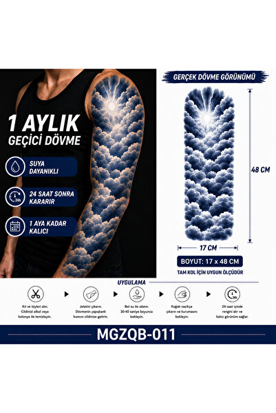 medink tattoo 1 Ay Kalıcı Sonradan Kararan Bulut Tam Kol geçici dövme tattoo ...