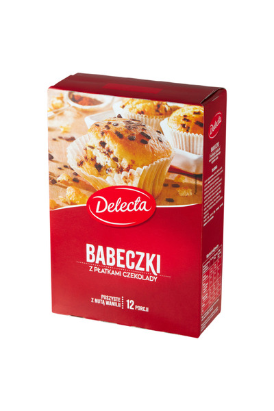 Delecta Briose cu fulgi de ciocolata, Delecta, 280g, gust vanilie, gust cioco...