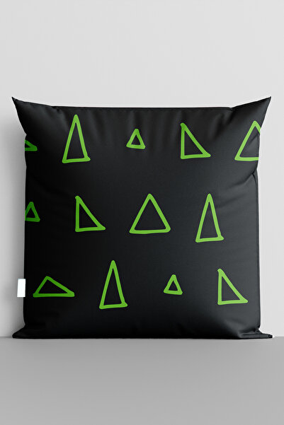 TicaretJet غطاء وسادة مطبوع رقميًا على الوجهين من Green Triangles - 7046