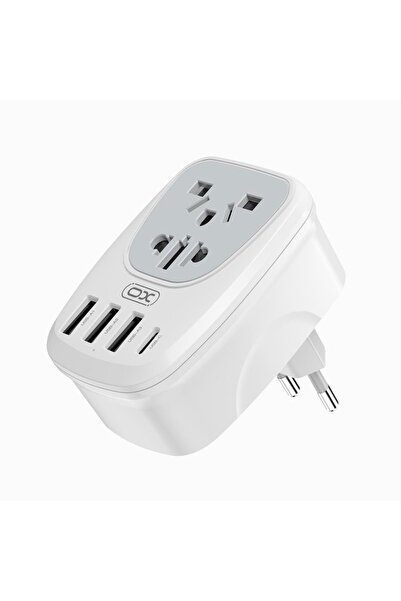 OEM Adaptor MultiPriza EU, 2500W, 1 x USB-C, 3 x USB, XO-WL26, Alb