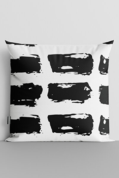 TicaretJet Black Rectangles Double Sided Digital Printed Throw Pillow Cover -...