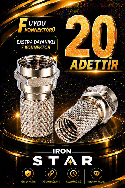 Mesef 20 ADET F uydu konnektörü / RG6 F konnektör / çanak anten bağlantı / RG...
