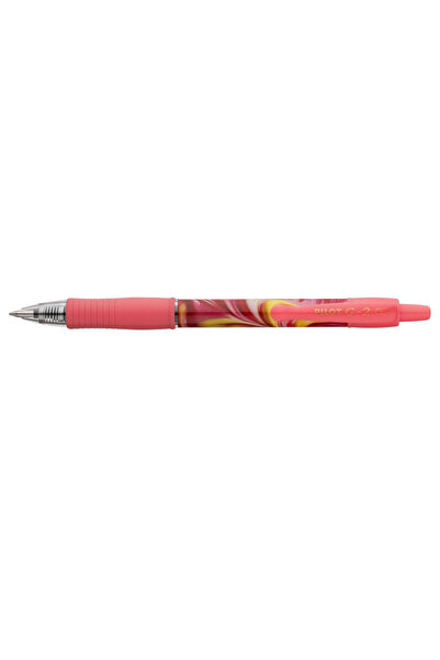 Pilot Pix cu gel G2 Flow 0.7 mm cu mecanism click, corp roz, cerneală albastră