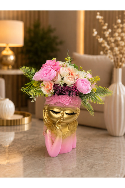 NO BRAND Vază decorativă din ipsos cu aranjament floral artificial