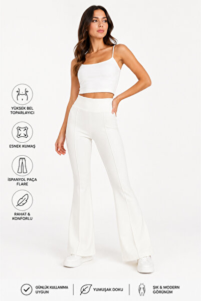 ZYKRION Women's High Waist Flare Leggings Spanish Flare Leggings Stretch Fabr...