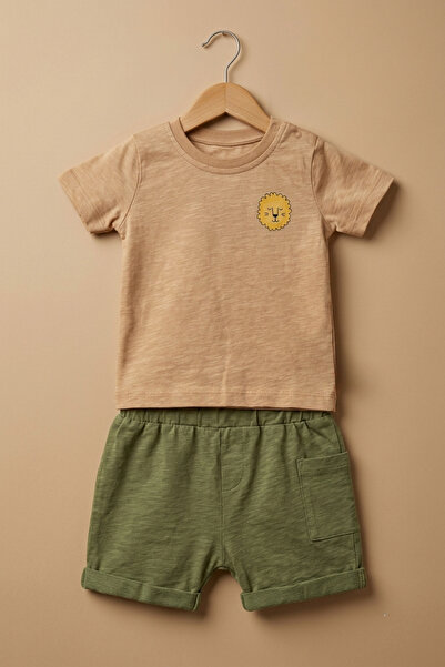 zumino Lion Printed Baby Boy Summer 2-Piece Set Top and Bottom