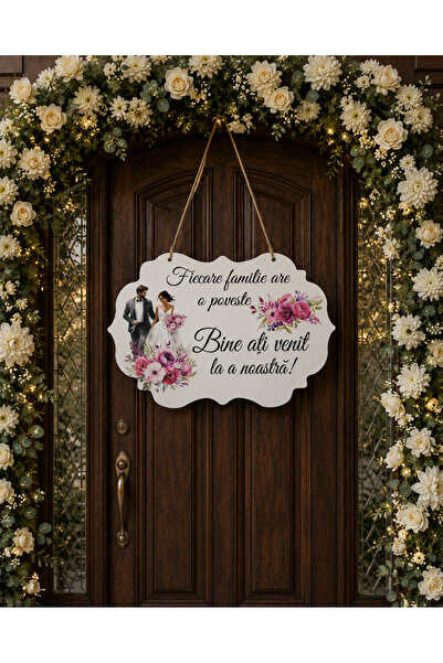 OEM Placuta decorativa MDF 60×40 cm – „Bine ati venit la povestea noastra” – ...