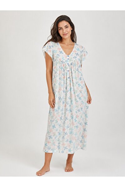 Alize Moda Watermelon Sleeve Patterned Women's Nightgown
