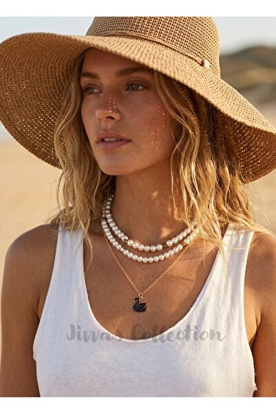 Jivva's Collection Stylish-Modern Pearl Beaded Multi Choker Necklace with Gol...