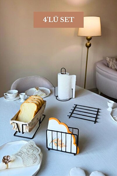 Edora Home Set of 4 Black Rectangular Bread Baskets, Vertical Paper Towel Hol...