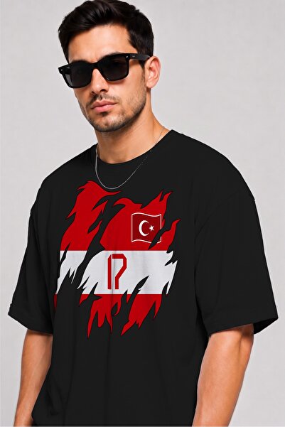 Moda Minimo Unisex Oversize T-Shirt Turkey Printed Black and White T-Shirt Wo...