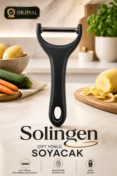 Solingen Çift Yönlü Soyacak Paslanmaz Çelik Bıçaklı Ergonomik Sebze Meyve Soyucu